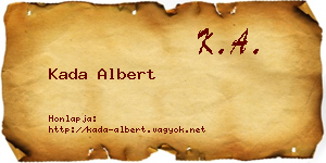 Kada Albert névjegykártya